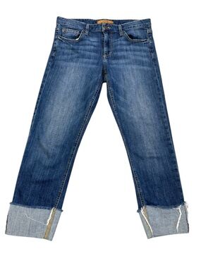 JOE’S JEANS The Smith Mid Rise Straight Crop Blue Distressed Denim Size 28